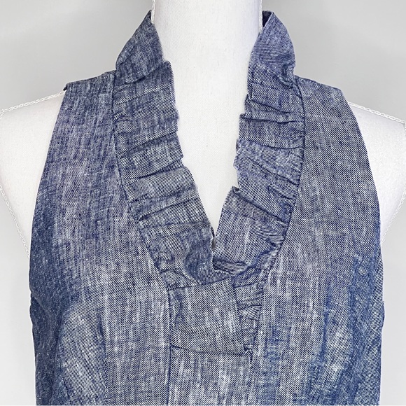 New Directions Chambray Linen Knee Length Sleeveless Sheath Dress Women Size 8 - Picture 2 of 9